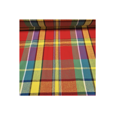 Tissu coton Madras rouge - Larg. 145 cm (vendu au mètre)