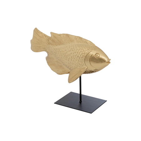 Statuette Poisson en Résine dorée 25cm - L. 31 x l. 10 x H. 25 cm