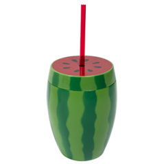 Gobelet Pastèque avec paille 90cl - Haut. 14cm