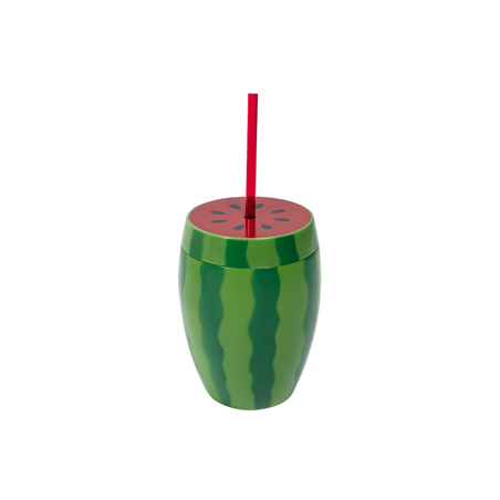 Gobelet Pastèque avec paille 90cl - Haut. 14cm