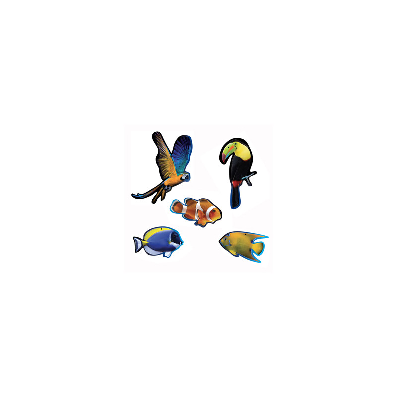 Mobiles oiseaux x2 et poissons exotiques x3 - carton