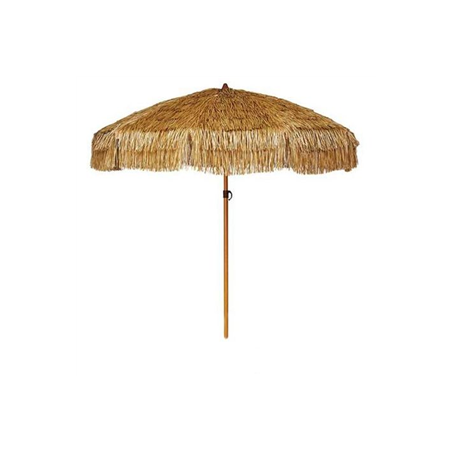 Parasol avec pied et tete inclinable  - Diam 200cm - raphia synthétique