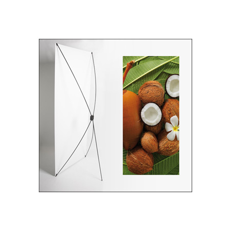 Kakemono Exotique Coco - 180 x 80 cm - Toile M1 avec structure X- Banner