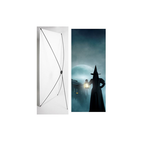 Kakemono Halloween Sorcière - 180 x 80 cm - Toile M1 avec structure  X- Banner