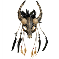 Masque crâne de taureau avec plumes 42 x 28 x 10cm
