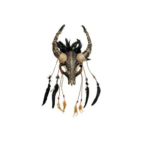 Masque crâne de taureau avec plumes 42 x 28 x 10cm