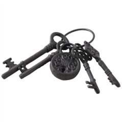 Trousseau de clés anciennes en fonte 8 x 3,5 x 23 cm