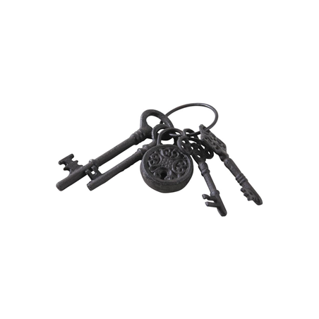 Trousseau de clés anciennes en fonte 8 x 3,5 x 23 cm