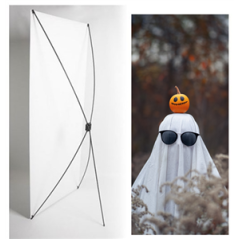 Kakemono Halloween Fantôme - 180 x 80 cm - Toile M1 avec structure X- Banner