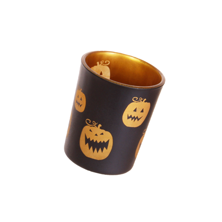 Photophore citrouille Halloween  - Verre - Diam 5cm - Haut 7,5cm