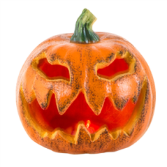 Citrouille clignotante - PVC / Diam. 16 cm (fonctionne avc  LR44x3 non fournies)