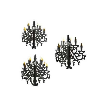 Lot de 3 chandeliers noirs à suspendre - papier Diam. 35-45-55cm