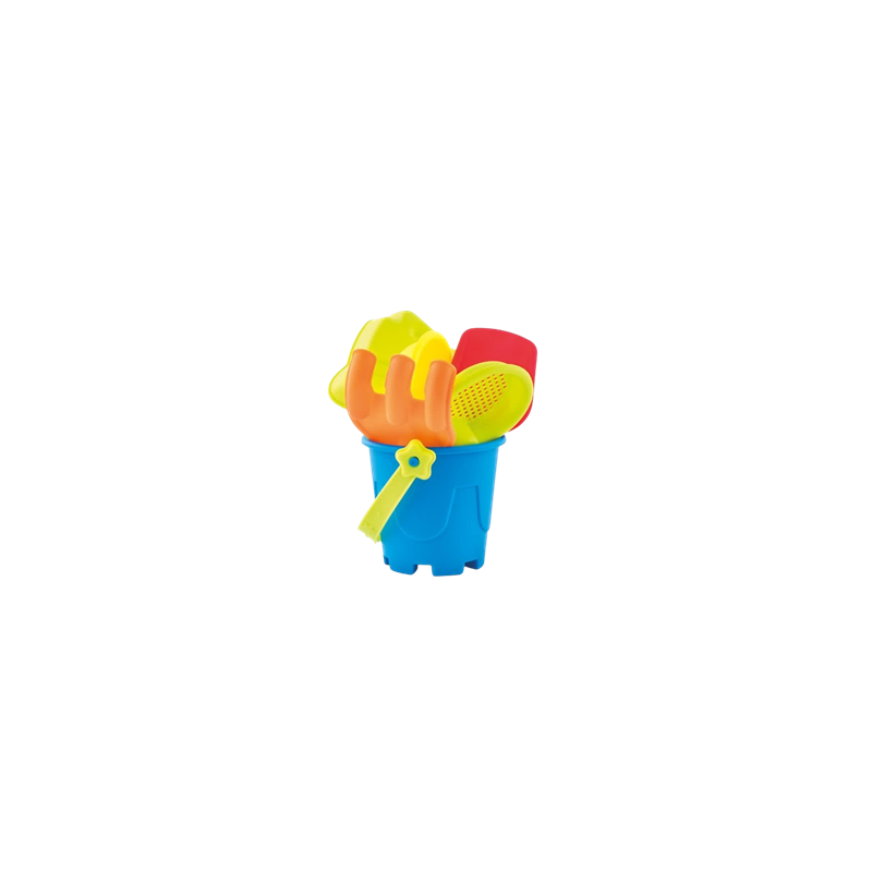 Seau de plage  et  4 accessoires en plastique