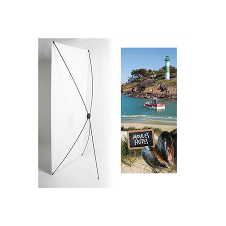 Kakemono Moules frites - 180 x 80 cm - Toile M1 avec structure  X- Banner