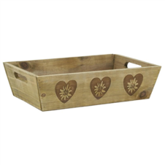 Caisse en bois motif Edelweiss 33 x 22 x 9 cm
