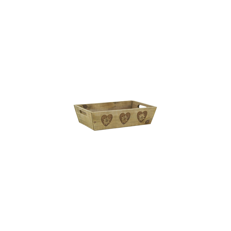 Caisse en bois motif Edelweiss 33 x 22 x 9 cm
