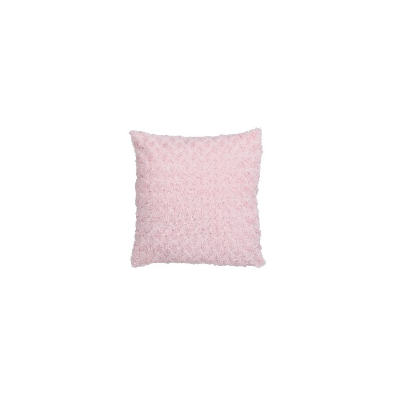 Coussin Imitation Fourrure Bouclée 45x45cm Rose