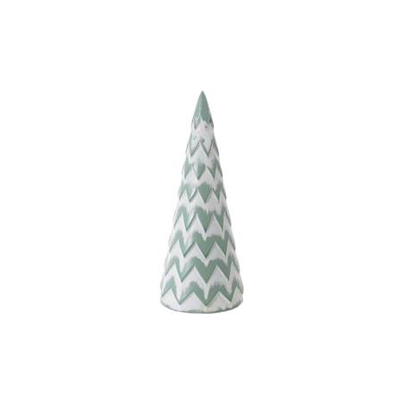 Sapin en bois bicolore vert tendre  et  blanc 13,5 x 35 cm