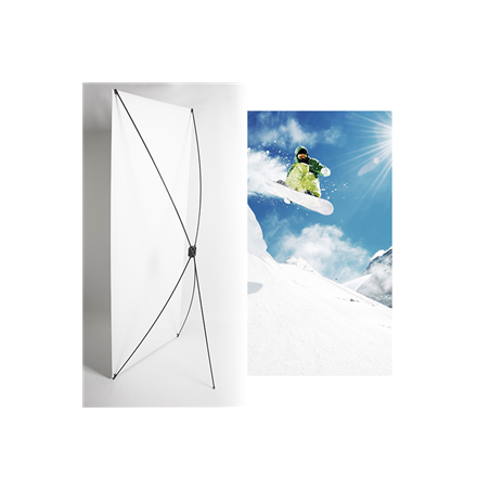 Kakemono Montagne ski - 180 x 80 cm sur Toile M1 avec structure  X- Banner