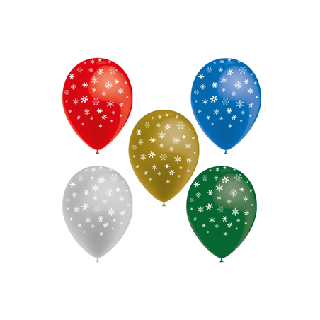 Ballon multicolore motif flocons x8 - Diam. 29cm