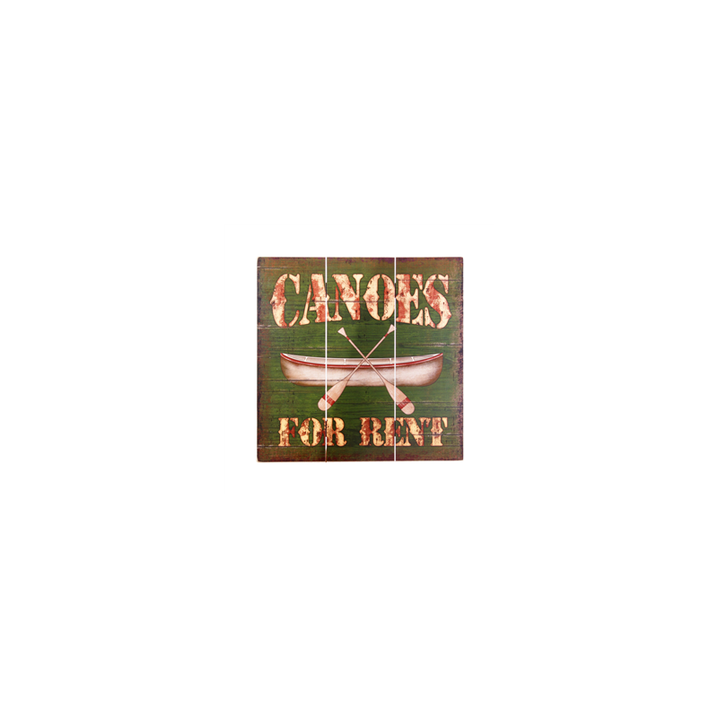 Plaque en bois Canoes For Rent 40 x 40 cm