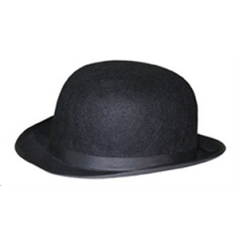 Chapeau melon noir en feutre - taille adulte - Haut. 12cm Diam. 28cm
