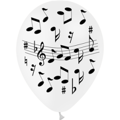 Ballon blanc motif musique x8 - Diam. 29cm