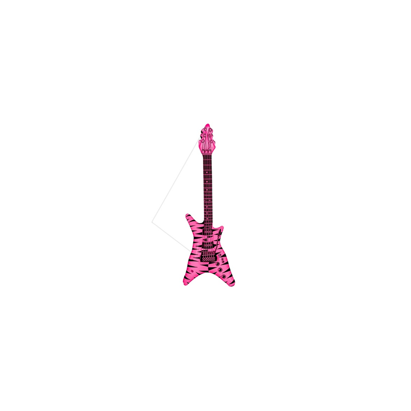 Guitare gonflable Rock rose et noire avec bandoulière  95cm PVC