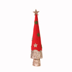 sapin conique rouge/vert naturel diam:11x h:49 cm