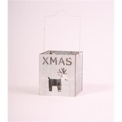 Porte bougie avec motif XMAS ajouré - Bois - Haut : 8cm