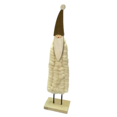 Pere Noel en bois et laine - 35 x 9 x 6 cm