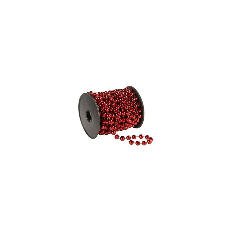 Collier de perles rouge - PVC brillant - Longueur 10 M