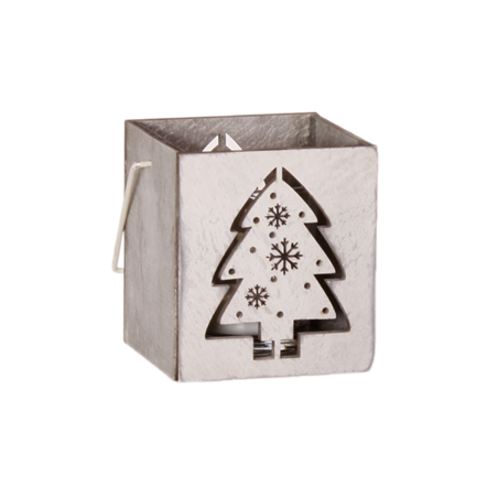 Porte bougie avec motif SAPIN ajouré - Bois - Haut : 8cm