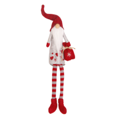 Père Noël Bonnet  et  Longue Barbe (Sac Rouge - assis)  15 x 7 x 58