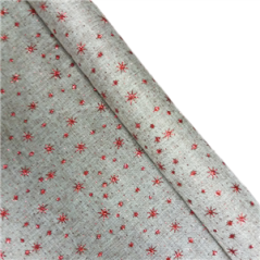 Toile de jute - Motif Etoiles à paillettes rouges - Larg150cm - 100% polyester