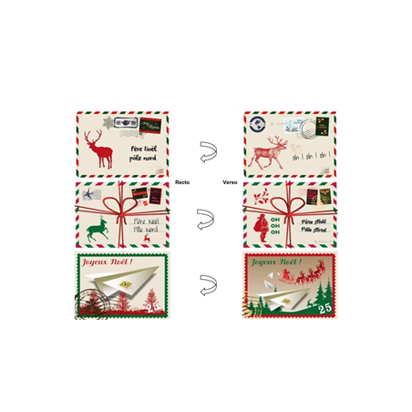 Cartes postales de NOEL x 3 à suspendre ou à coller - Carton RV 35x25 cm