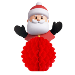 Père Noël en papier alveolé rouge et blanc - 25 cm