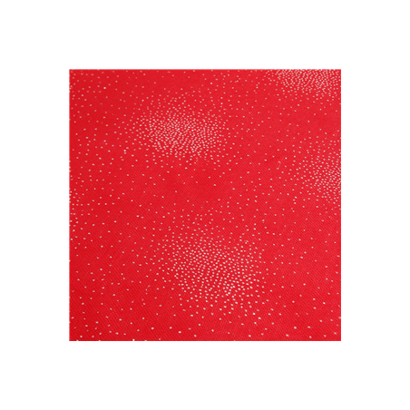 Toile de jute rouge CELESTE - paillettes argent - Larg150cm - Coupe de 1 m