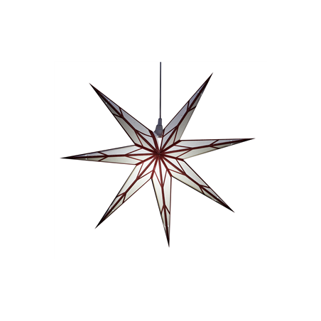 Grande étoile blanche, Liseret rouge - papier - 60cm