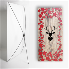 Kakemono Noel étoiles rouges - 180 x 80 cm - Toile M1 avec structure  X- Banner