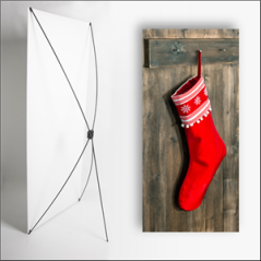 Kakemono Noel chausette rouge - 180 x 80 cm  Toile M1 avec structure  X- Banner