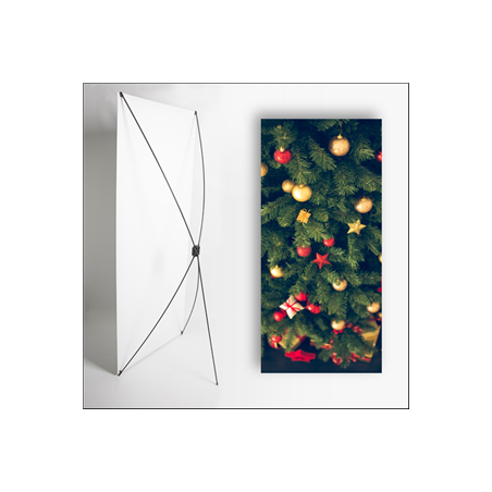Kakemono Noel sapin - 180 x 80 cm - Toile M1 avec structure  X- Banner