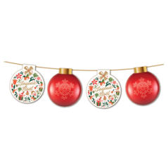 Guirlande Boule de Noël - 10 fanions papier - Long 4m50