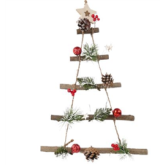 Suspension bois et sapin décoré 48 x 34cm