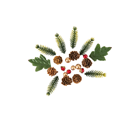 Sachet de 12 décorations hiver sapin et pommes de pin
