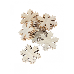 Lot de 12 flocons de neige en bois 4cm