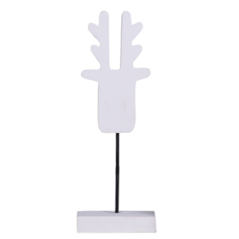 Tête de renne blanc vieilli - Bois - Haut 33cm