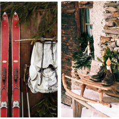 Visuel Ski et luge vintage - carton recto verso - 37 x 76cm