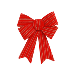 Nœud paillette rouge et or pvc 18 x 4 x 25cm