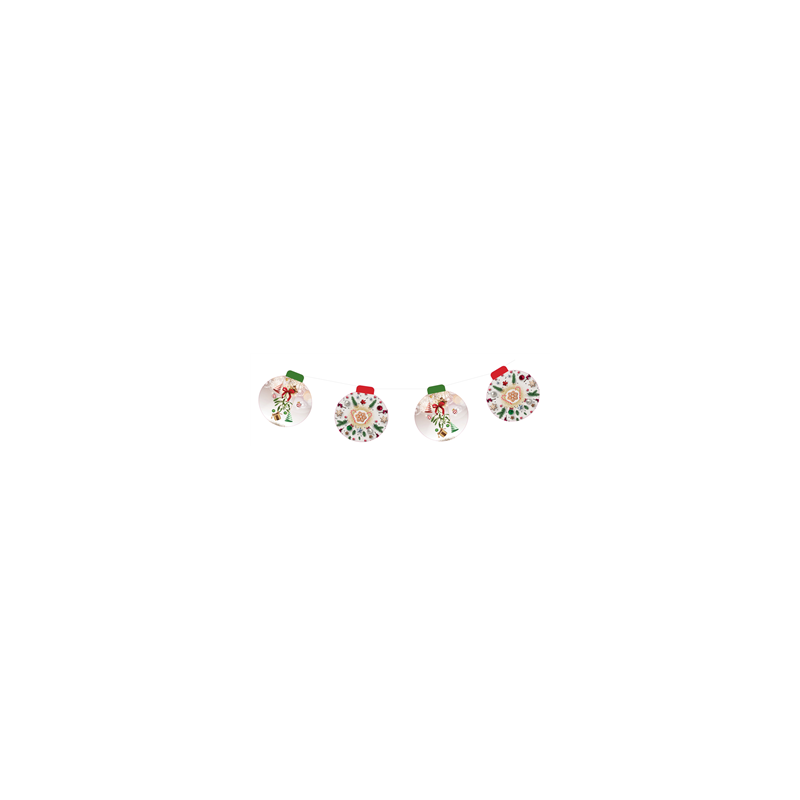 Guirlande NOEL - LOT DE 3 - 10 fanions papier RONDS - Long 450cm